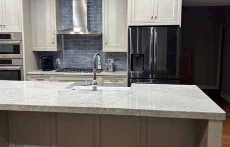 Kitchen Island with a marble top